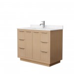 42 Inch Single Bathroom Vanity in Light Straw, Light-Vein Carrara Cultured Marble Countertop, Sink