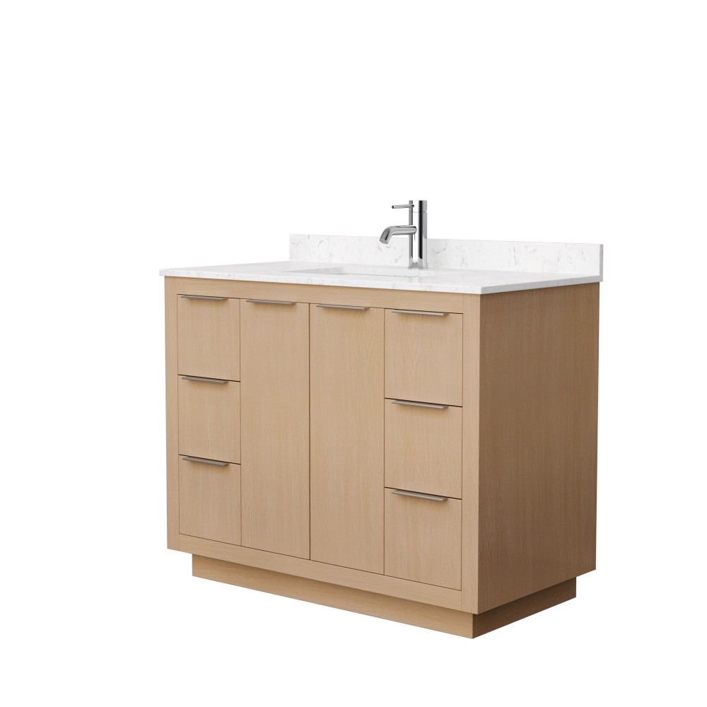 42 Inch Single Bathroom Vanity in Light Straw, Light-Vein Carrara Cultured Marble Countertop, Sink