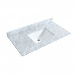 42 Inch Single Bathroom Vanity in Light Straw, White Carrara Marble Countertop, Sink