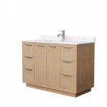 48 Inch Single Bathroom Vanity in Light Straw, Light-Vein Carrara Cultured Marble Countertop, Sink