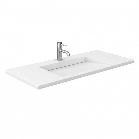 48 Inch Single Bathroom Vanity in Light Straw, 1.25 Inch Thick White Solid Surface Countertop, Sink