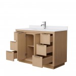 48 Inch Single Bathroom Vanity in Light Straw, White Cultured Marble Countertop, Sink