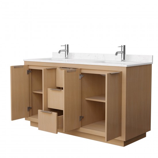 60 Inch Double Bathroom Vanity in Light Straw, Light-Vein Carrara Cultured Marble Countertop, Sinks