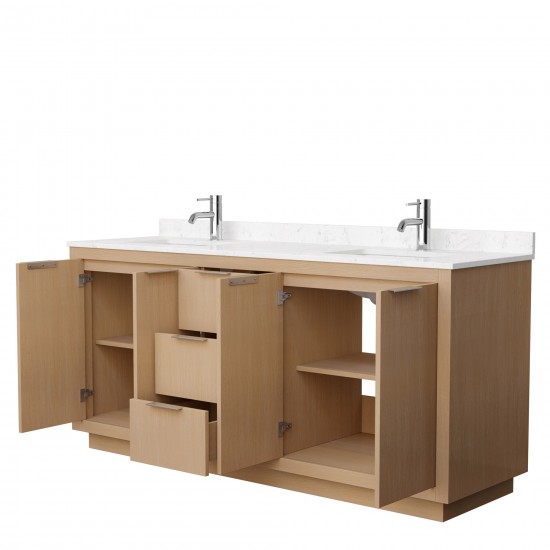 72 Inch Double Bathroom Vanity in Light Straw, Light-Vein Carrara Cultured Marble Countertop, Sinks