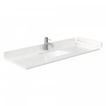 54 Inch Single Bathroom Vanity in White, Carrara Cultured Marble Countertop, Sink, Gold Trim