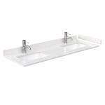 60 Inch Double Bathroom Vanity in White, Carrara Cultured Marble Countertop, Sinks, Gold Trim