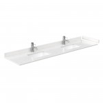 84 Inch Double Bathroom Vanity in White, Carrara Cultured Marble Countertop, Sinks, Black Trim