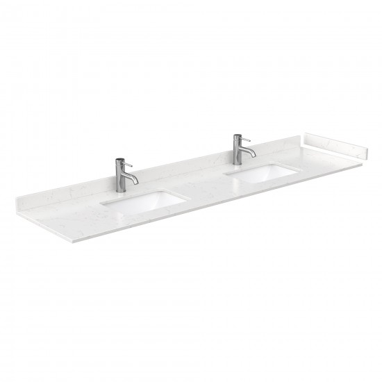 84 Inch Double Bathroom Vanity in White, Carrara Cultured Marble Countertop, Sinks, Black Trim