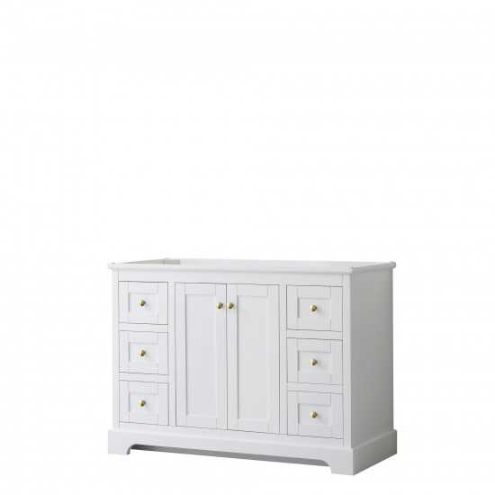 48 Inch Single Bathroom Vanity in White, No Countertop, No Sink, Gold Trim