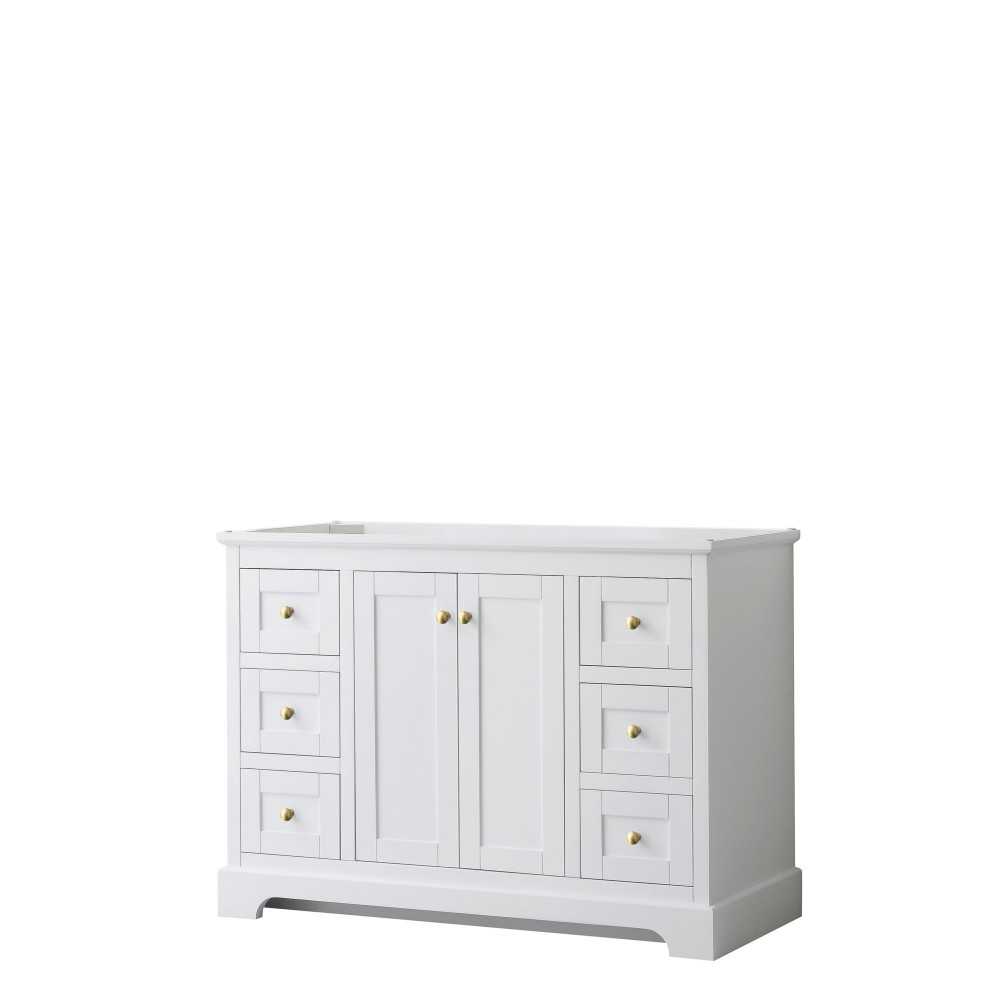 48 Inch Single Bathroom Vanity in White, No Countertop, No Sink, Gold Trim