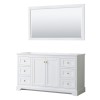 60 Inch Single Bathroom Vanity in White, No Countertop, No Sink, 58 Inch Mirror, Gold Trim
