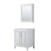 30 Inch Single Bathroom Vanity in White, No Countertop, No Sink, Medicine Cabinet, Gold Trim