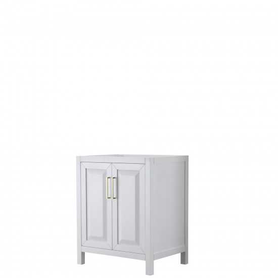 30 Inch Single Bathroom Vanity in White, No Countertop, No Sink, Gold Trim