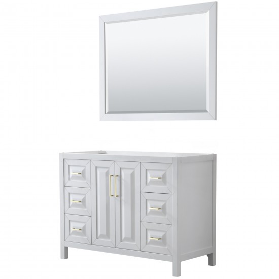 48 Inch Single Bathroom Vanity in White, No Countertop, No Sink, 46 Inch Mirror, Gold Trim