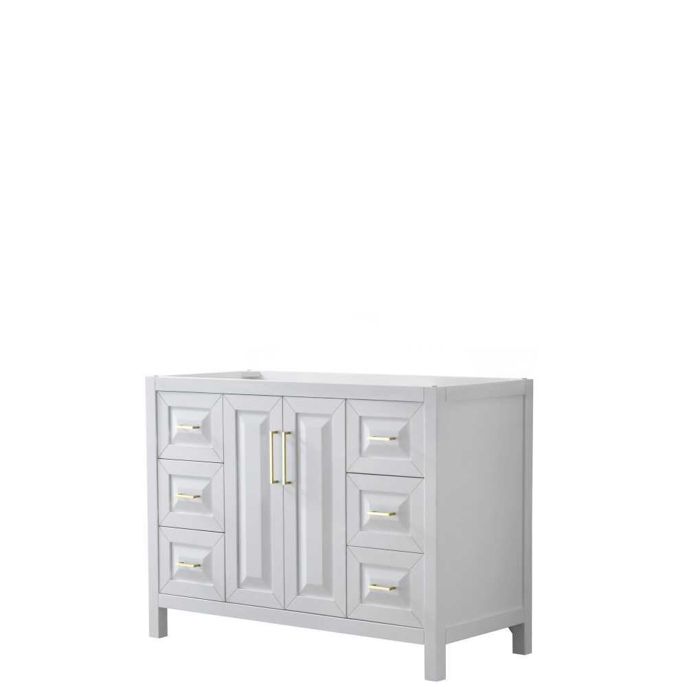 48 Inch Single Bathroom Vanity in White, No Countertop, No Sink, Gold Trim