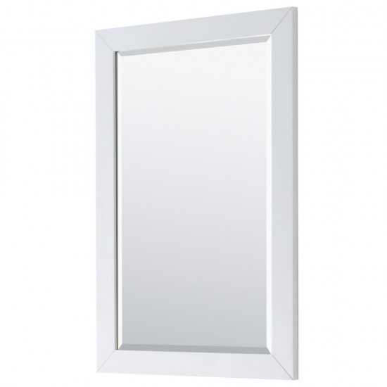 30 Inch Single Bathroom Vanity in White, White Cultured Marble Countertop, Sink, 24 Inch Mirror, Gold Trim
