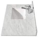 36 Inch Single Bathroom Vanity in White, White Carrara Marble Countertop, Sink, 24 Inch Mirror, Gold Trim