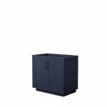 36 Inch Single Bathroom Vanity in Dark Blue, No Countertop, No Sink, Black Trim