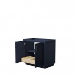 36 Inch Single Bathroom Vanity in Dark Blue, No Countertop, No Sink, Black Trim