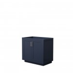 36 Inch Single Bathroom Vanity in Dark Blue, No Countertop, No Sink, Nickel Trim