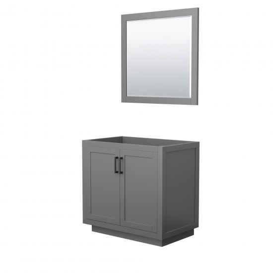 36 Inch Single Bathroom Vanity in Dark Gray, No Countertop, No Sink, Black Trim, 34 Inch Mirror