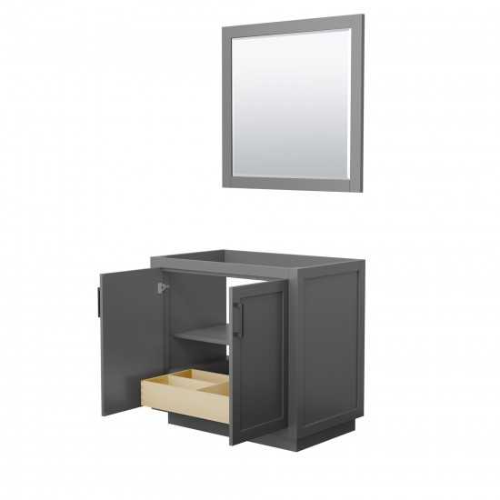 36 Inch Single Bathroom Vanity in Dark Gray, No Countertop, No Sink, Black Trim, 34 Inch Mirror