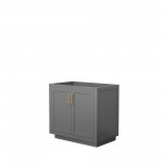 36 Inch Single Bathroom Vanity in Dark Gray, No Countertop, No Sink, Gold Trim