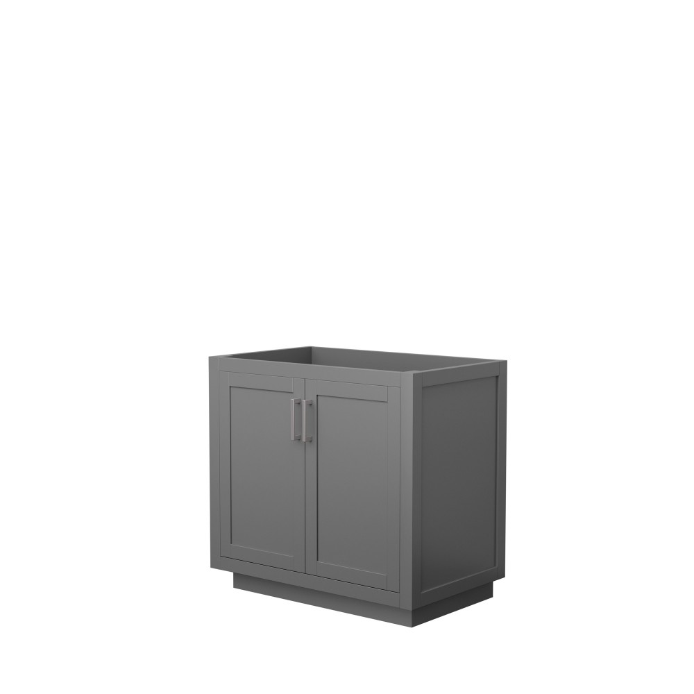 36 Inch Single Bathroom Vanity in Dark Gray, No Countertop, No Sink, Nickel Trim 36 Inch Single Bathroom Vanity in Dark Gray, No Countertop, No Sink, Nickel Trim