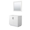 36 Inch Single Bathroom Vanity in White, No Countertop, No Sink, Black Trim, 34 Inch Mirror