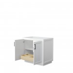 36 Inch Single Bathroom Vanity in White, No Countertop, No Sink, Black Trim