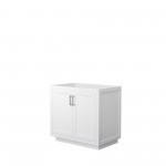 36 Inch Single Bathroom Vanity in White, No Countertop, No Sink, Nickel Trim