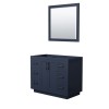 42 Inch Single Bathroom Vanity in Dark Blue, No Countertop, No Sink, Black Trim, 34 Inch Mirror