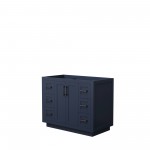 42 Inch Single Bathroom Vanity in Dark Blue, No Countertop, No Sink, Black Trim