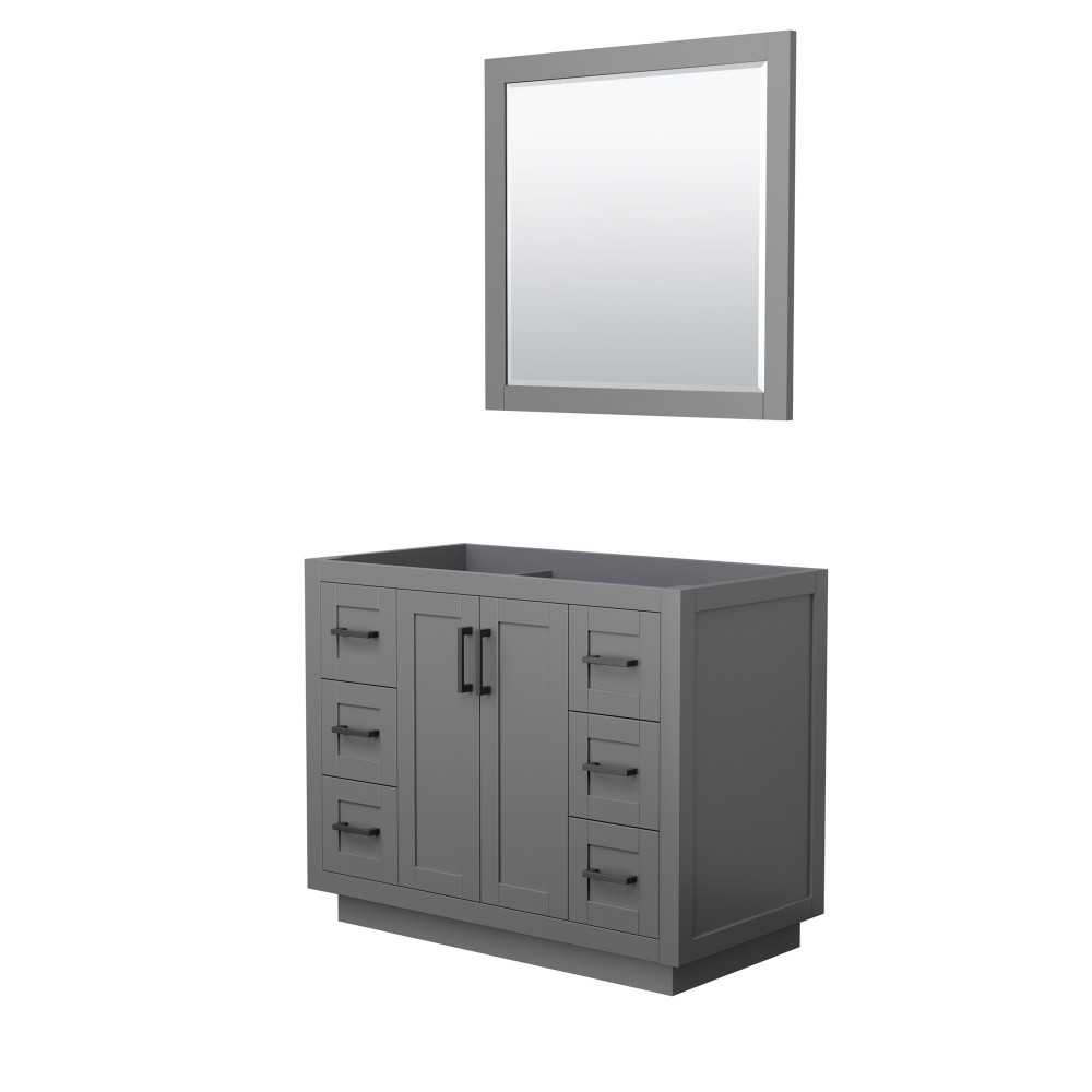 42 Inch Single Bathroom Vanity in Dark Gray, No Countertop, No Sink, Black Trim, 34 Inch Mirror