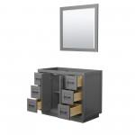 42 Inch Single Bathroom Vanity in Dark Gray, No Countertop, No Sink, Black Trim, 34 Inch Mirror