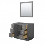 42 Inch Single Bathroom Vanity in Dark Gray, No Countertop, No Sink, Gold Trim, 34 Inch Mirror