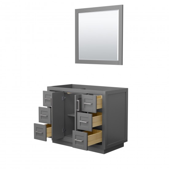 42 Inch Single Bathroom Vanity in Dark Gray, No Countertop, No Sink, Nickel Trim, 34 Inch Mirror