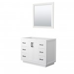 42 Inch Single Bathroom Vanity in White, No Countertop, No Sink, Black Trim, 34 Inch Mirror