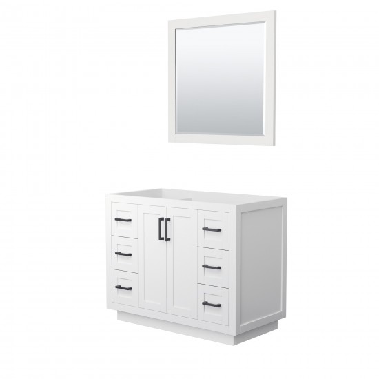 42 Inch Single Bathroom Vanity in White, No Countertop, No Sink, Black Trim, 34 Inch Mirror