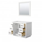 42 Inch Single Bathroom Vanity in White, No Countertop, No Sink, Black Trim, 34 Inch Mirror