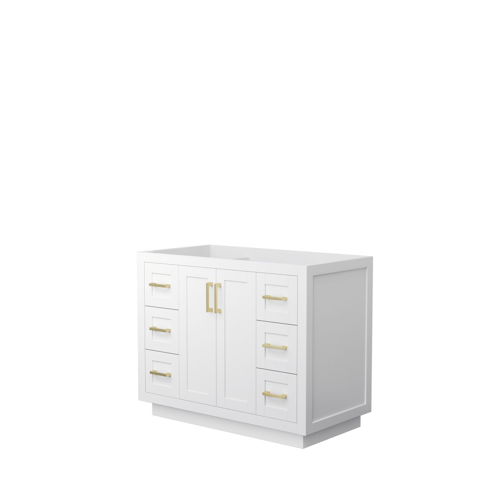 42 Inch Single Bathroom Vanity in White, No Countertop, No Sink, Gold Trim