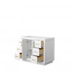 42 Inch Single Bathroom Vanity in White, No Countertop, No Sink, Gold Trim