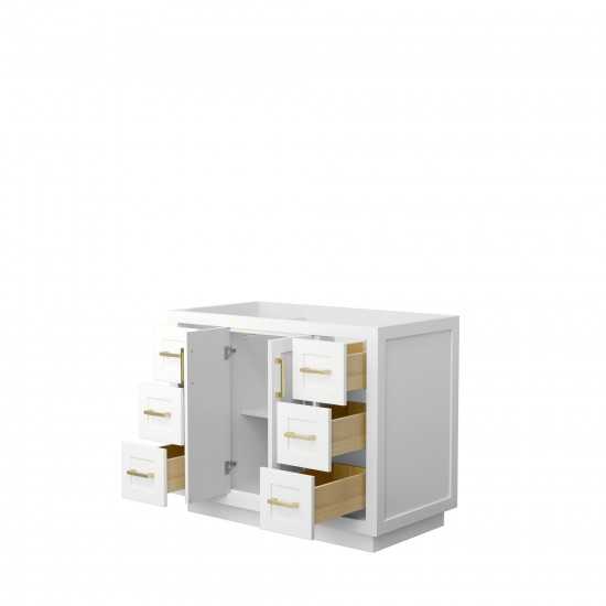 42 Inch Single Bathroom Vanity in White, No Countertop, No Sink, Gold Trim