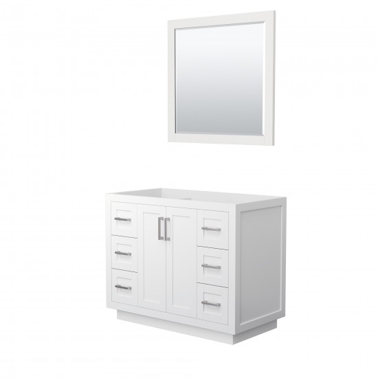 42 Inch Single Bathroom Vanity in White, No Countertop, No Sink, Nickel Trim, 34 Inch Mirror