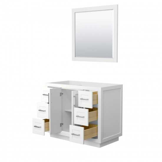 42 Inch Single Bathroom Vanity in White, No Countertop, No Sink, Nickel Trim, 34 Inch Mirror