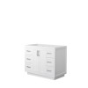 42 Inch Single Bathroom Vanity in White, No Countertop, No Sink, Nickel Trim