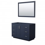 48 Inch Single Bathroom Vanity in Dark Blue, No Countertop, No Sink, Nickel Trim, 46 Inch Mirror