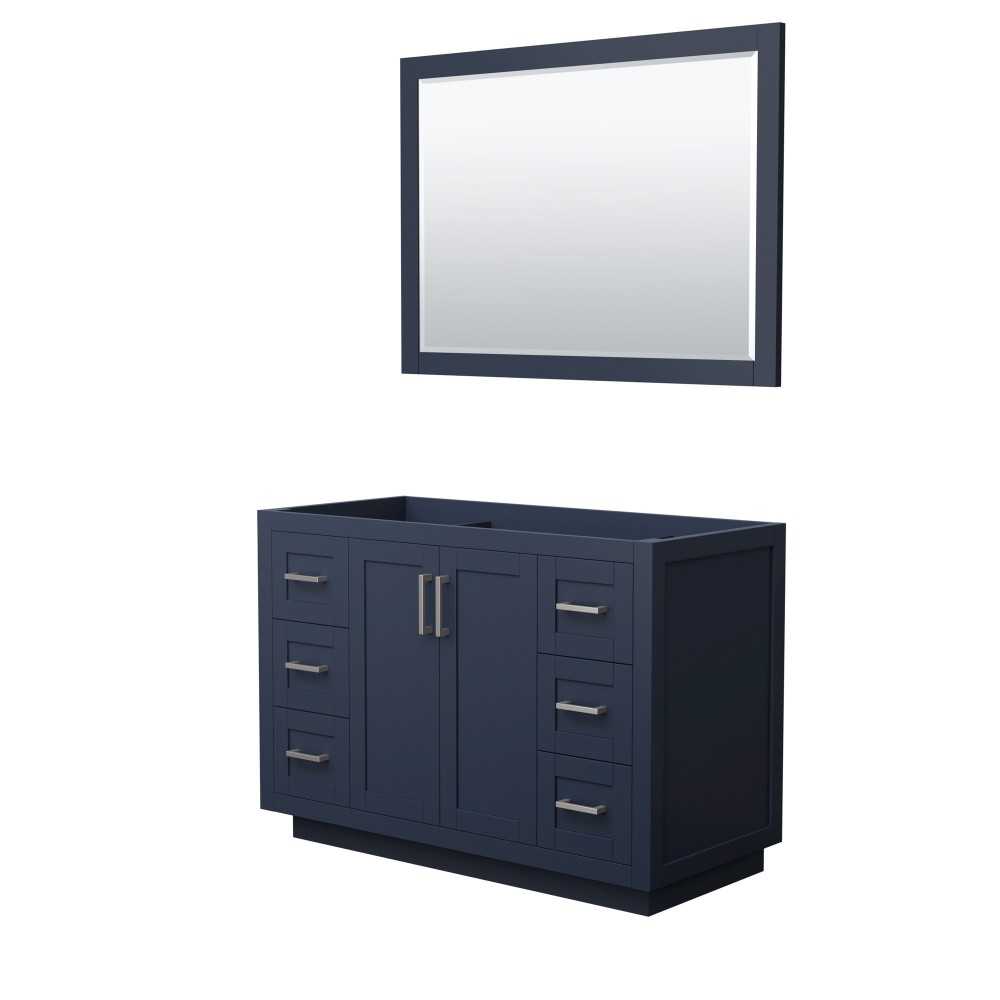 48 Inch Single Bathroom Vanity in Dark Blue, No Countertop, No Sink, Nickel Trim, 46 Inch Mirror