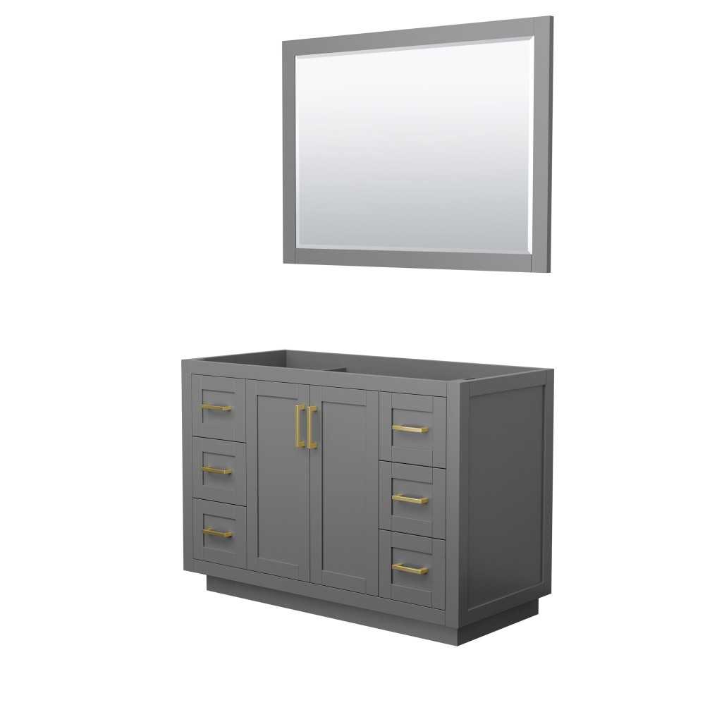 48 Inch Single Bathroom Vanity in Dark Gray, No Countertop, No Sink, Gold Trim, 46 Inch Mirror