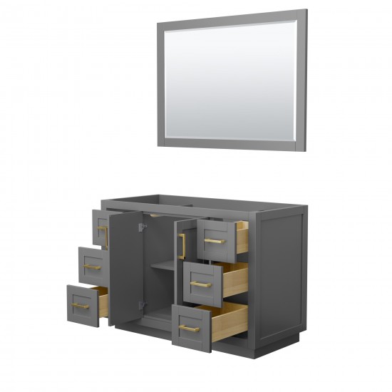 48 Inch Single Bathroom Vanity in Dark Gray, No Countertop, No Sink, Gold Trim, 46 Inch Mirror